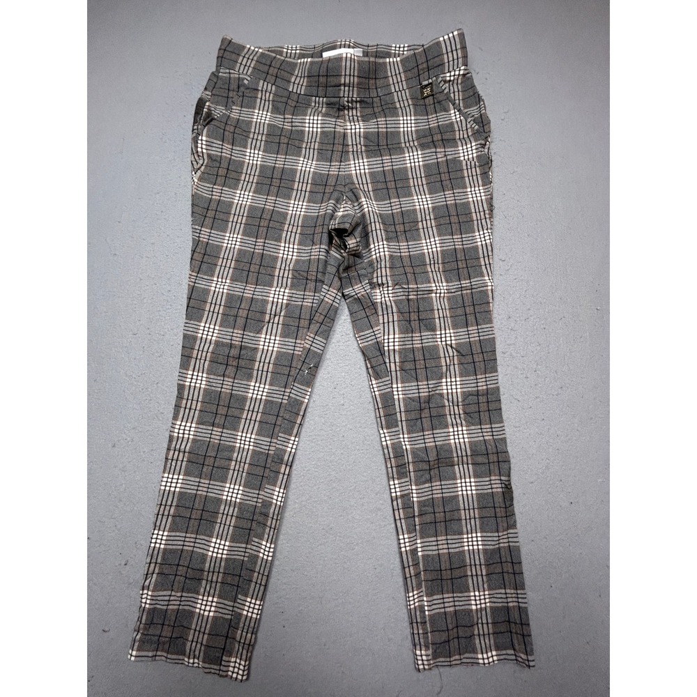 Rafaella Comfort Pants Plaid Grey White Brown Size 10 Womens